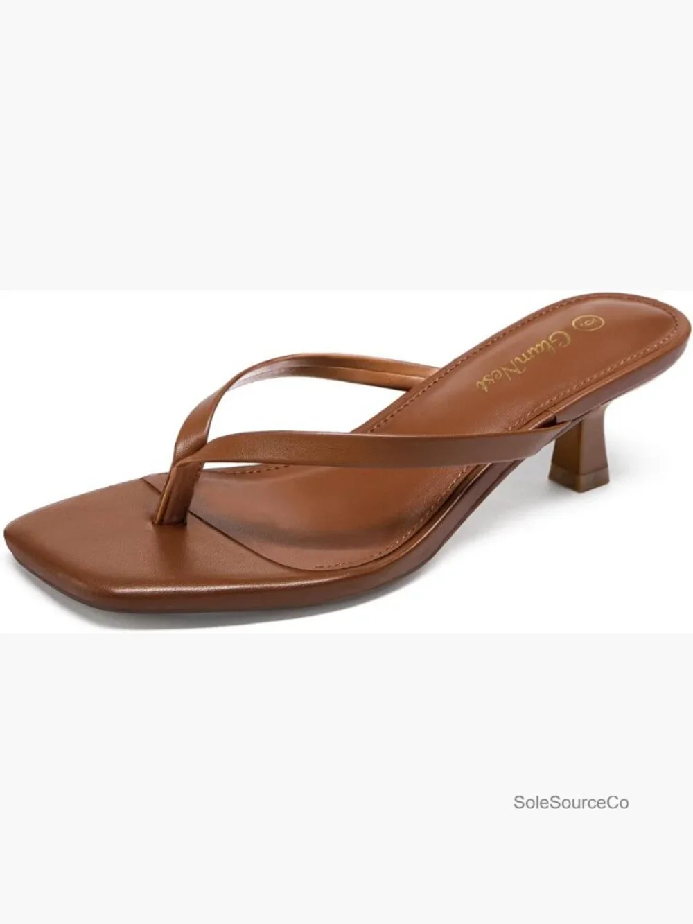 Kitten Heel Sandals Square Open Toe Slip On Heels Comfortable 2 Inch Heeled